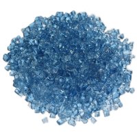 Glassplitt in der Farbe Caribbean Blue als Dekoration für Gas-Feuerstelle