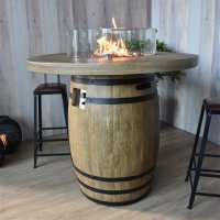 Outdoor Gas-Feuertisch Tuscany Holzfass-Optik aus Faserbeton