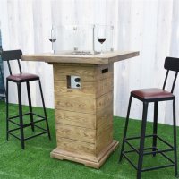 Outdoor Gas-Feuertisch Rova Bar in Holz-Optik aus Faserbeton