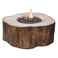 Gasfeuerstelle Manchester in Baumstamm-Optik hellgrau aus Fa